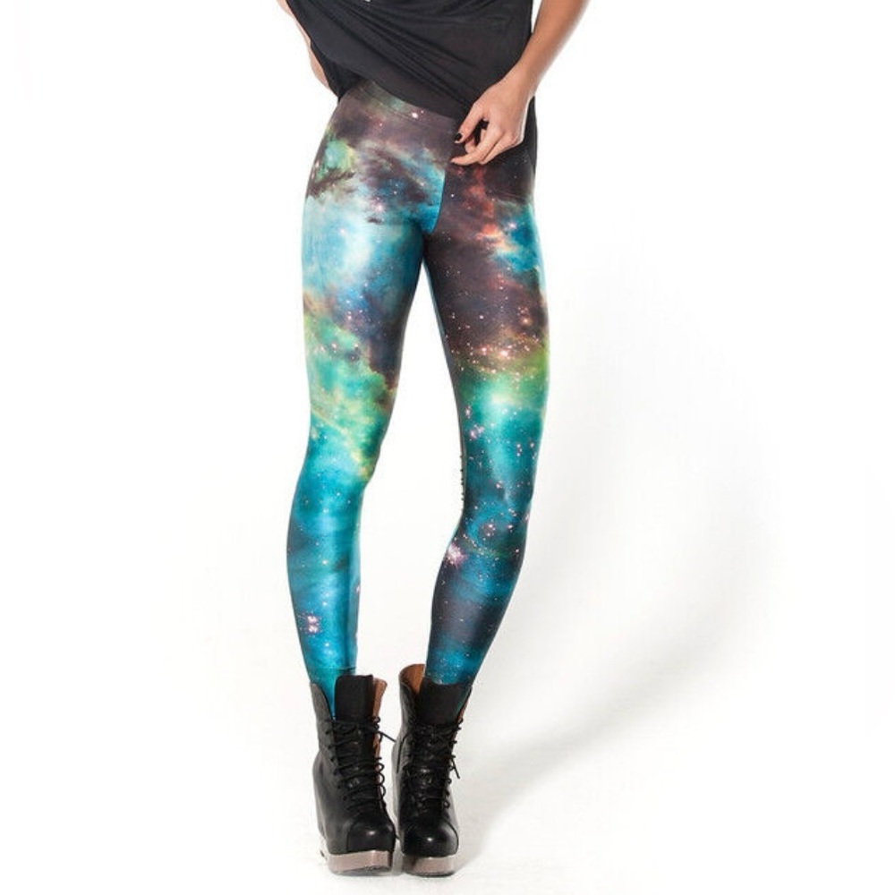 Blackmilk Blue Green Galaxy Space Leggings